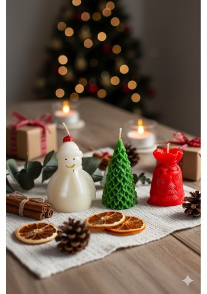 Yeni Yıl Yılbaşı Temalı 3'lü Set Yılbaşı Mum ,yılbaşı Hediyesi, Kokulu Mum, Hediyelik Mum fiyatları