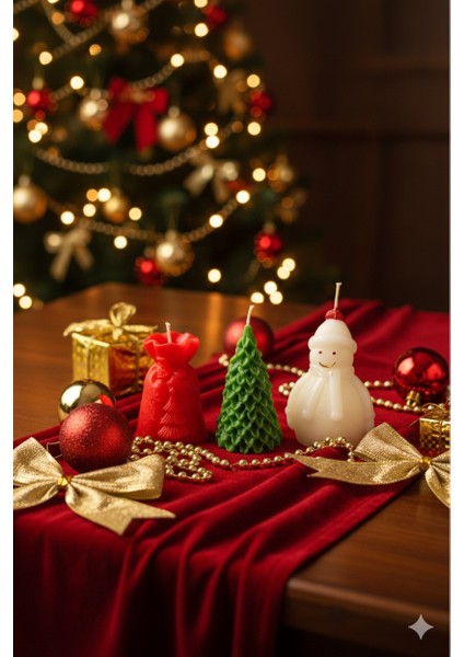 Yeni Yıl Yılbaşı Temalı 3'lü Set Yılbaşı Mum ,yılbaşı Hediyesi, Kokulu Mum, Hediyelik Mum modelleri