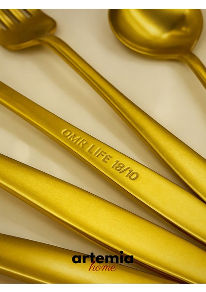 New Saphire 18 Parça Çatal Kaşık Bıçak Takımı | Mat Gold | Yemek Grubu | 6 Kişilik | 18/10 Çelik fiyatları