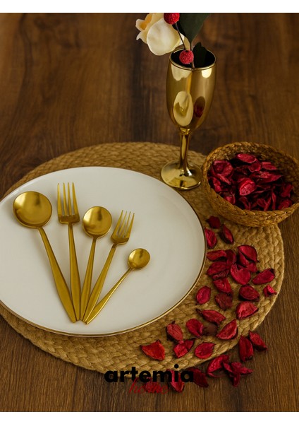 New Saphire 18 Parça Çatal Kaşık Bıçak Takımı | Mat Gold | Yemek Grubu | 6 Kişilik | 18/10 Çelik modelleri