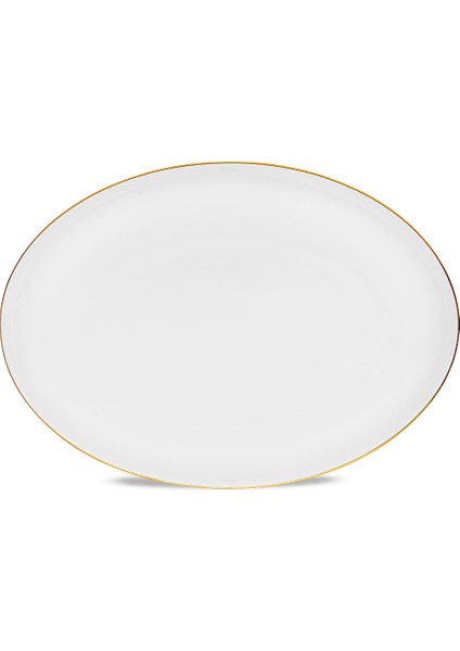 Galia Fine Bone 59 Parça 12 Kişilik Porselen Yuvarlak Yemek Takımı Beyaz Altın Kenarlı
