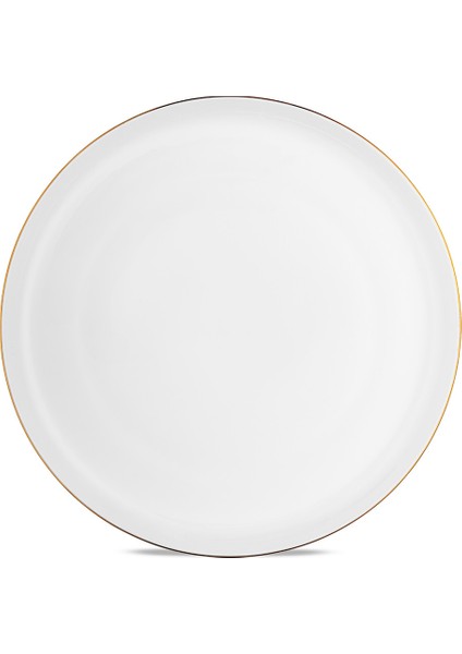 Galia Fine Bone 59 Parça 12 Kişilik Porselen Yuvarlak Yemek Takımı Beyaz Altın Kenarlı