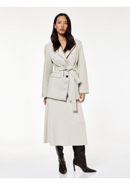 Kuşak Detaylı Uzun Kollu Cepli Kaşe Kaban fiyatları