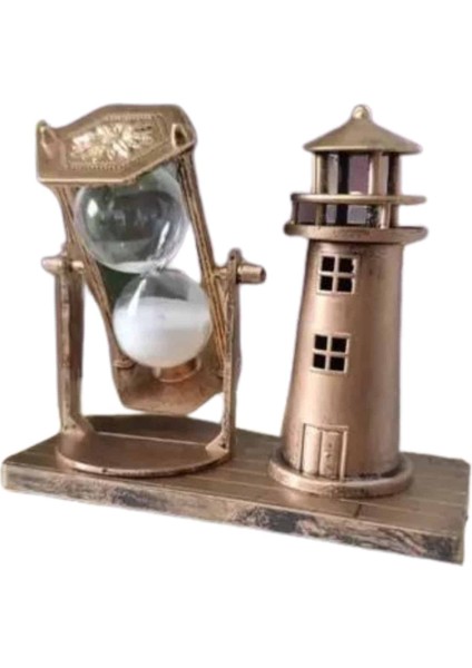 Zeroshop Deniz Feneri Kum Saati Ahşap Görünümlü Vintage Tarz Biblo modelleri