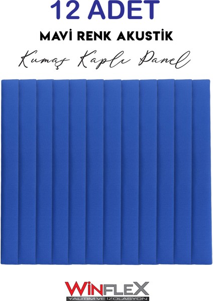 Dikey Akustik Kumaş Kaplı Panel 12 Adet- Mavi RENK(10X100CM) indirimleri