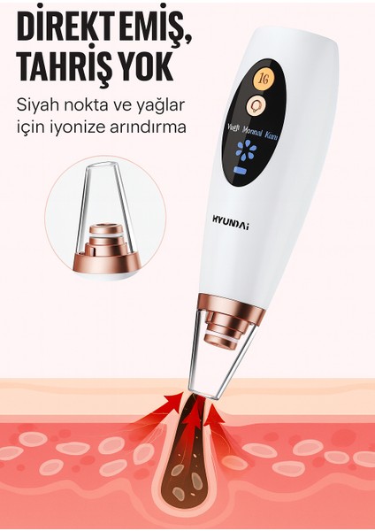 FC-038 Vakumlu Siyah Nokta Temizleyici 3 Modlu Emiş Gücü Cilt Gözenek Temizleyici