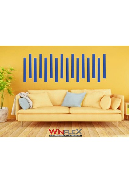 Dikey Akustik Kumaş Kaplı Panel 12 Adet- Mavi RENK(10X100CM)