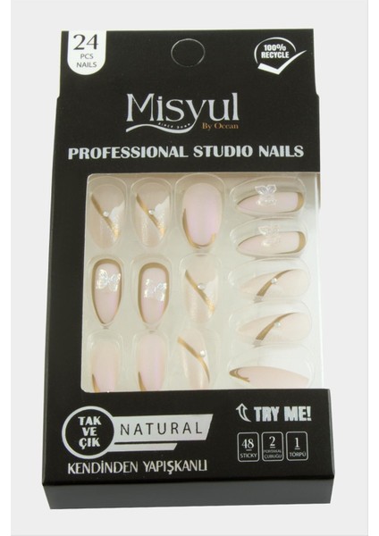 Msa-Shop Misyul Taşlı Takma Tırnak 24 Adet-Açık Pembe modelleri