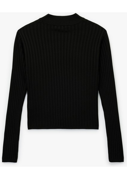 Uzun Kollu Dik Yaka Triko Kazak fiyatları