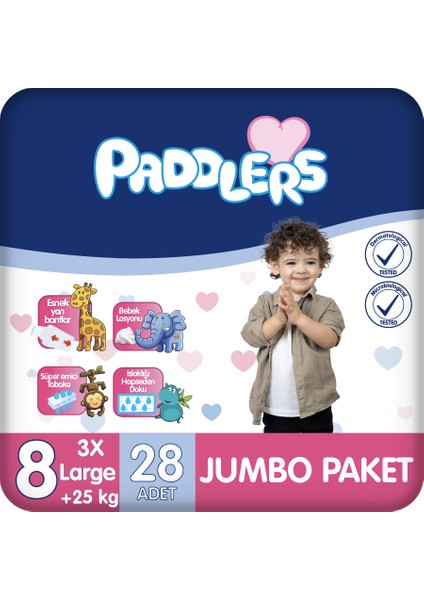 Bebek Bezi 8 Numara XXX-Large 28 Adet (25+Kg) Jumbo Paket