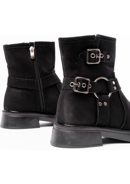 02-2013 Siyah Süet Toka Aksesuarlı Fermuarlı Günlük Kadın Bot indirimleri