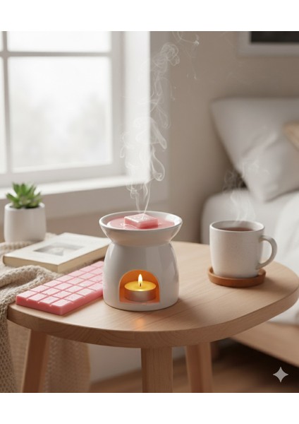 Tealight Hediyeli Buhurdanlık Koku Tableti %100SOYAWAX Melts Buhurdanlık Mumu,buhurdanlık Kokulu Mum