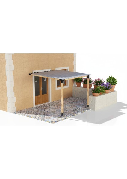 2 x 2.4 Metre Sundurma Pergole Braket Seti 2 Ana Direkli Trapez Sac Gölgelikli fiyatları