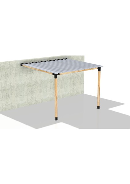 2 x 2.4 Metre Sundurma Pergole Braket Seti 2 Ana Direkli Trapez Sac Gölgelikli