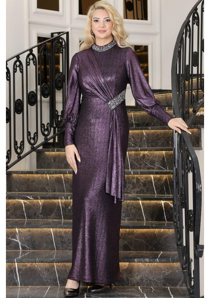 Açelya Tesettür Abiye Mor