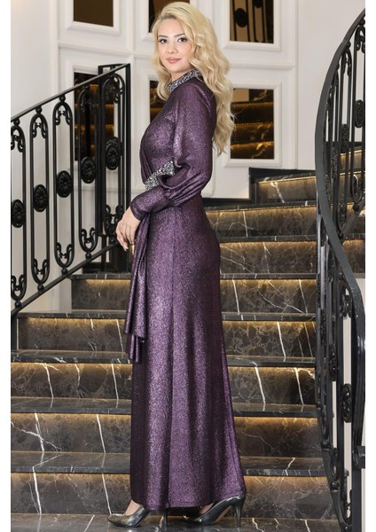 Açelya Tesettür Abiye Mor modelleri