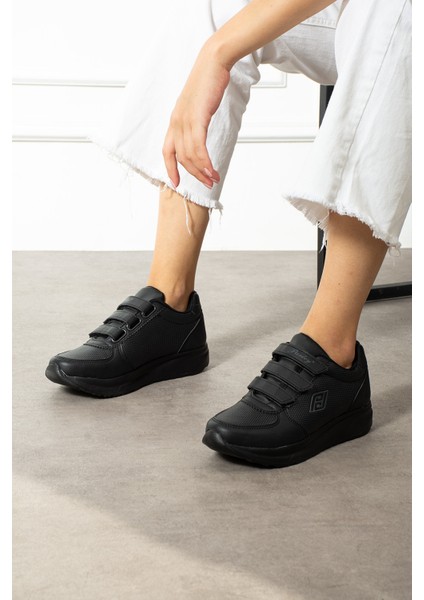 Kadın Siyah Sneaker Kadın Spor Ayakkabı Cırt Cırtlı Günlük Ayakkabı Ortopedik Taban Sneaker Parley fiyatları