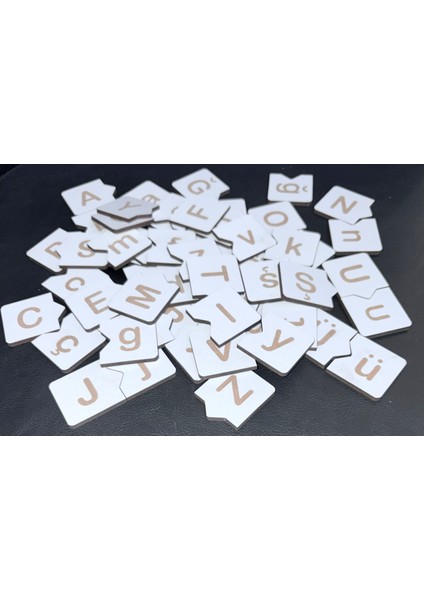 Ahşap Büyük Harf Küçük Harf Öğrenme Geliştirme Puzzle Blokları