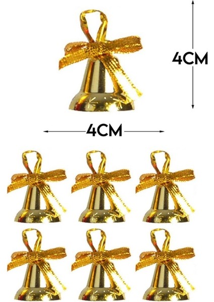 6 Adet Mini Çan Süs Yılbaşı Çam Ağacı Süsü 4 cm Altın Sarısı Kurdeleli Zil Gold Yılbaşı Çam Ağacı Süsü modelleri