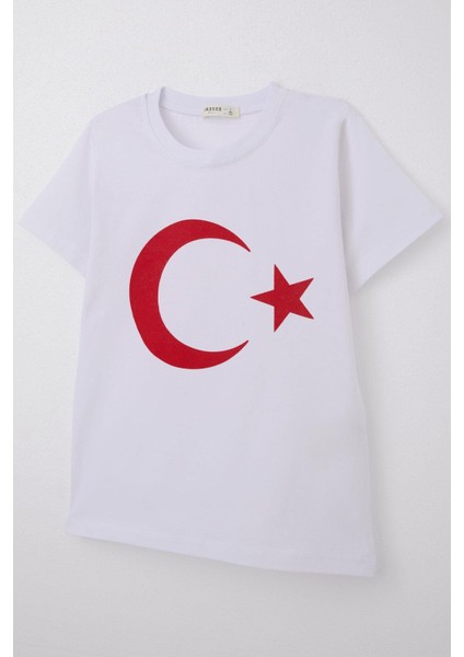 Erkek Çocuk Tişört Türk Bayraklı 4-14 Yaş, Beyaz modelleri