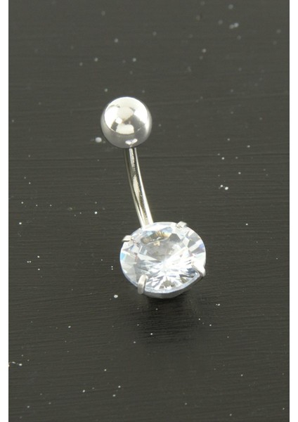 Msa-Shop Yuvarlak Zirkon Taşlı Çelik Piercing 1 Adet-Gümüş Rengi fiyatları