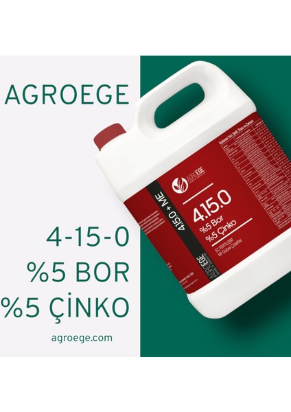 Bosteer 4-15-0 + 5 Bor (B) + 5 Çinko (Zn) 5 LİTRE