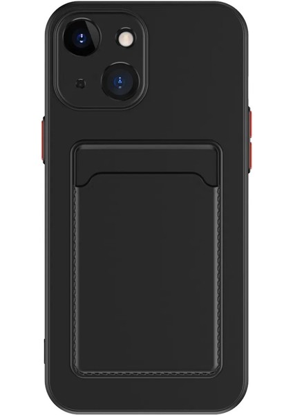 Apple iPhone 13 Kılıf Kamera Korumalı Kartlıklı Cüzdanlı Kırmızı Tuşlu Siyah Silikon Kapak fırsatları