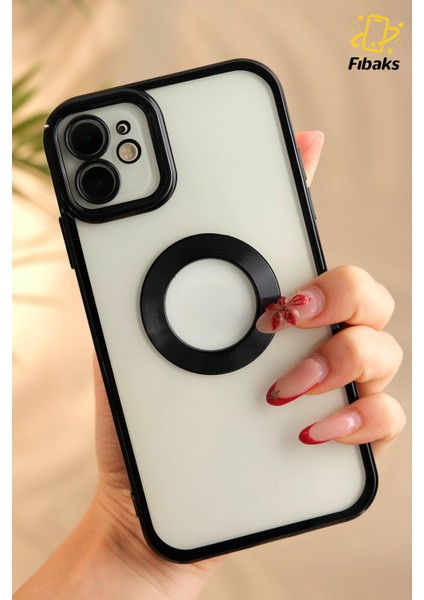 Apple iPhone 11 Kılıf Logo Gösteren Parlak Kenarlı Kamera Lens Korumalı Şeffaf Omega Silikon Kapak