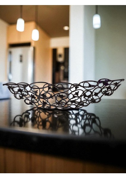 Vintage Metal Kayık Desen Dekoratif Mumluk & 38 cm