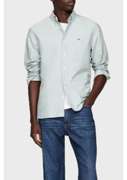 % 100 Pamuk Regular Fit Uzun Kollu Logolu Gömlek Erkek Gömlek MW0MW35774 L6K fiyatları