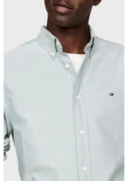 % 100 Pamuk Regular Fit Uzun Kollu Logolu Gömlek Erkek Gömlek MW0MW35774 L6K fırsatları