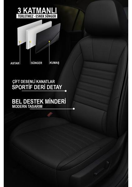 Stone Deri Oto Koltuk Kılıfı - Bel Destekli (Peugeot 206-207-208-306-307-407 Uyumlu) fiyatları