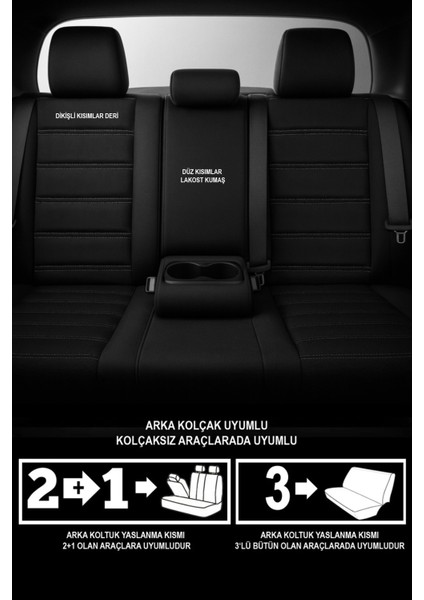Stone Deri Oto Koltuk Kılıfı - Bel Destekli (Peugeot 206-207-208-306-307-407 Uyumlu) indirimleri