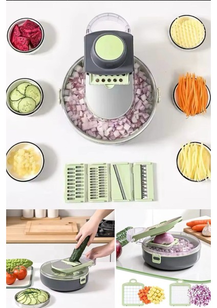 Çok Fonksiyonlu Sebze Kesici 9'lu, Pratik ve Kullanışlı Mutfak Aleti fırsatları