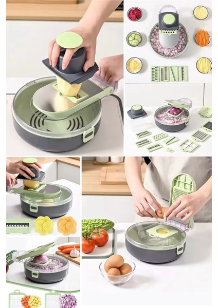 Çok Fonksiyonlu Sebze Kesici 9'lu, Pratik ve Kullanışlı Mutfak Aleti