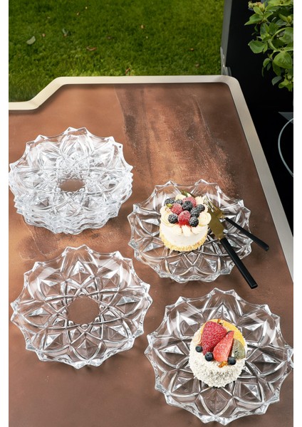 Kristal Kesim 6'lı Pasta Tabağı 20,5 cm