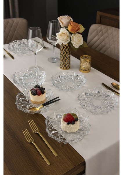Kristal Kesim 6'lı Pasta Tabağı 20,5 cm fiyatları