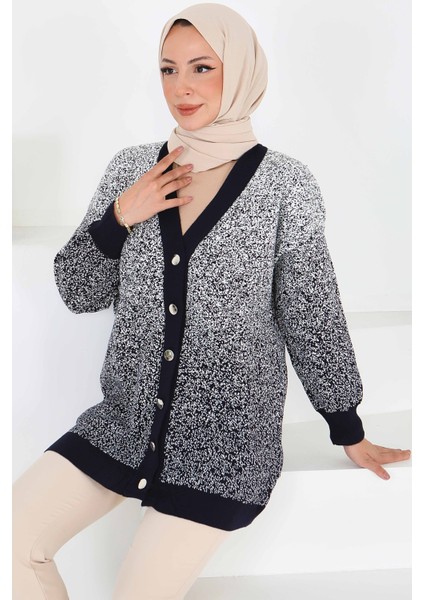 Düğmeli Kırçıllı Triko Hırka Lacivert - 27708 fiyatları