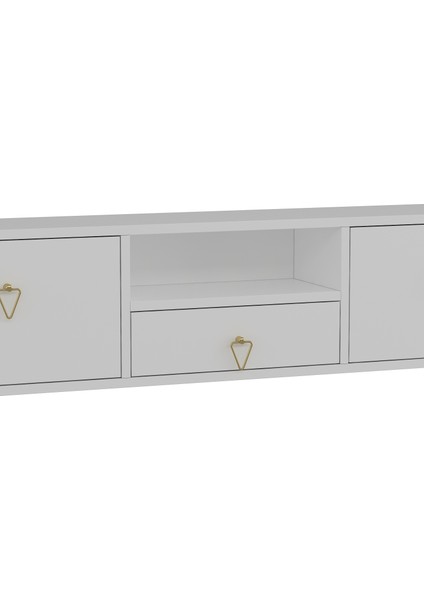 1303DROPDD-1 Duvara Montaj Tv Sehpası Beyaz-Altın Kulp indirimleri