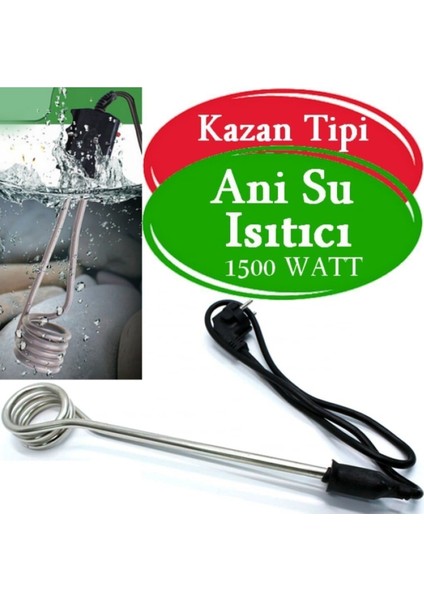Gri Kazan Tipi Su Isıtıcı, Pratik Daldırma Kova Isıtıcı, 1500 Watt modelleri