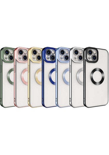 Apple iPhone 14 Plus Kılıf Logo Gösteren Parlak Kenarlı Kamera Lens Korumalı Şeffaf Omega Silikon Kapak modelleri