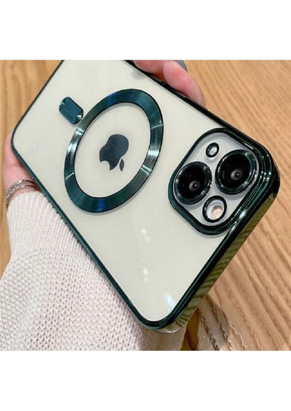 Apple iPhone 13 - 14 Kılıf Kamera Lens Korumalı Magsafe Şarj Kilifi Şeffaf Renkli Yumuşak Kapak indirimleri