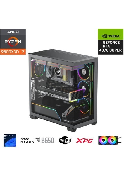 Ryzen 7 9800X3D 32GB Ddr5 1tb M.2 Rtx 4070 Super B650 Wıfı 750W 240M