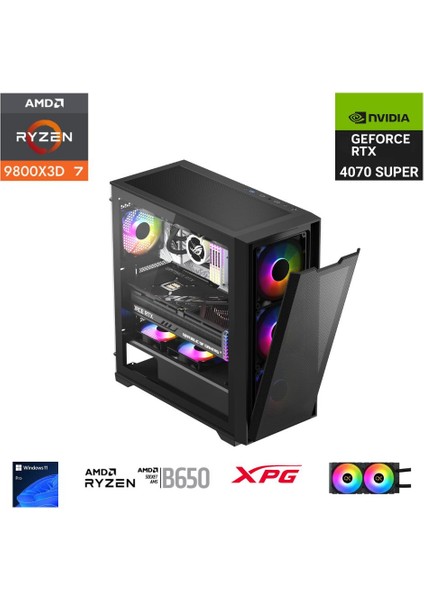 Eternal Power Ryzen 7 9800X3D 64GB Ddr5 1tb M.2 Rtx 4070 Super B650 750W 240M