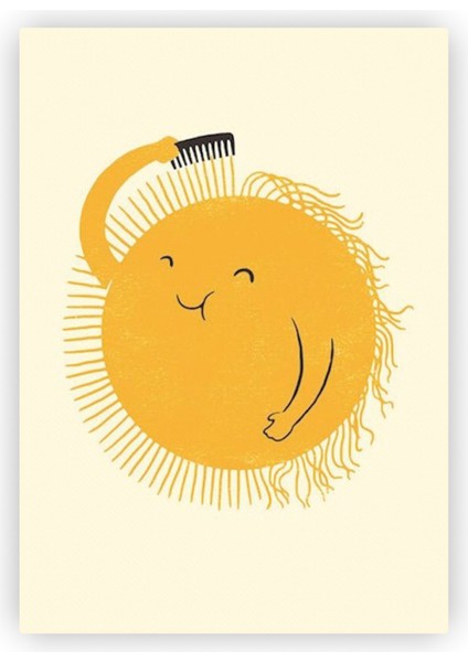 Saçını Tarayan Güneş Çocuk Odası Posteri Çocuklar İçin Ahşap Poster 20x29 cm