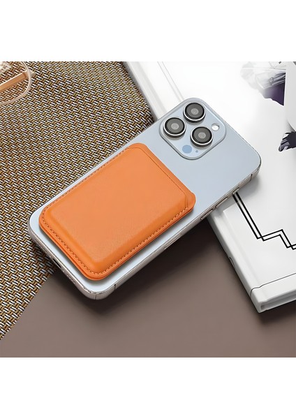Tmw4 Magsafe Uyumlu Kart Taşıma ve Telefon Stand Özellikli Katlanabilir Manyetik Deri Cüzdan Kartlık