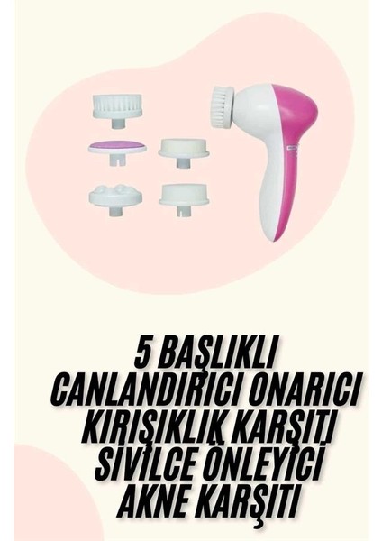 5 Başlıklı Titreşimli Cilt Temizleme Seti Canlandırıcı ve Onarıcı
