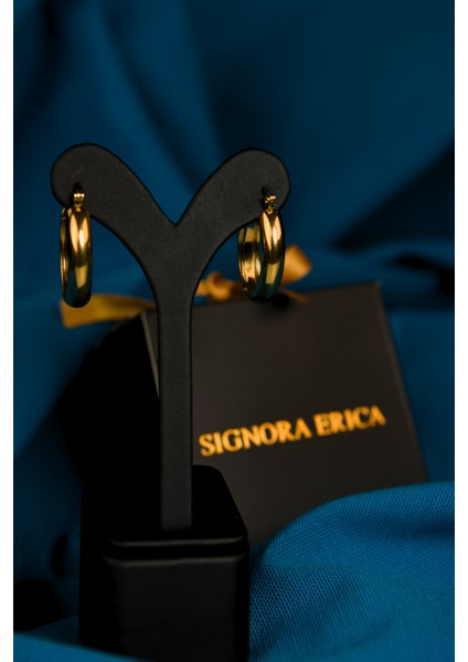 Oturtmalı Oval Halka Model Çiftli Kadın Çelik Küpe modelleri