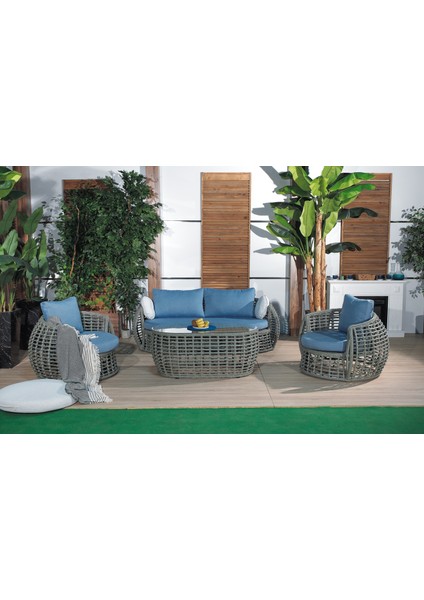 Torino Rattan Bahçe Oturma Grubu 4 Parça – 1 Üçlü, 2 Tekli, 1 Sehpa fiyatları