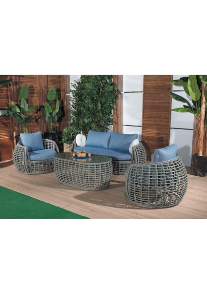 Torino Rattan Bahçe Oturma Grubu 4 Parça – 1 Üçlü, 2 Tekli, 1 Sehpa modelleri